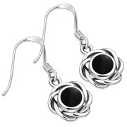 Black Onyx Silver Earrings, e367h